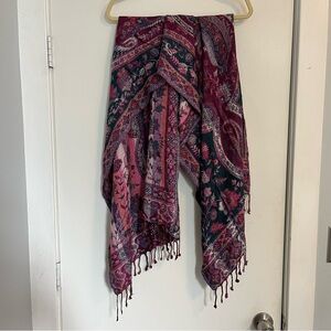✨ Sacred Threads Paisley Floral Pashmina Scarf pink purple tassels wrap